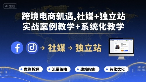 跨境电商新机遇，社媒+独立站，实战案例教学+系统化教学-轻合创