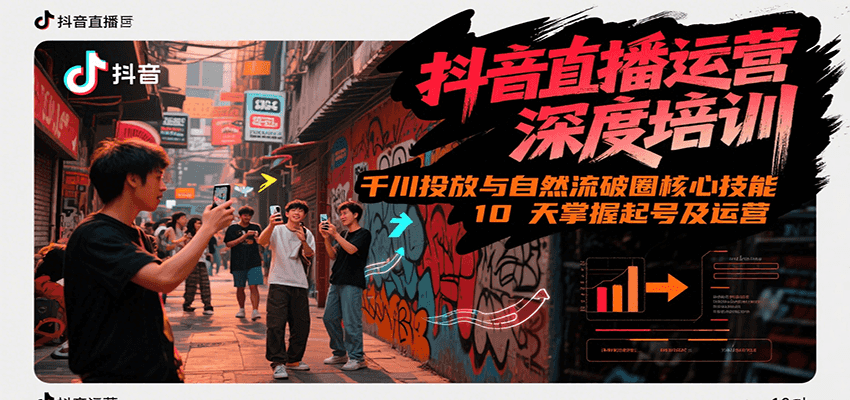 抖音直播运营深度培训，千川投放与自然流核心技能，10天掌握起号及运营(6-7月新课)-轻合创