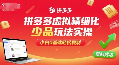 拼多多虚拟精细化少品玩法实操，小白0基础轻松复制-轻合创