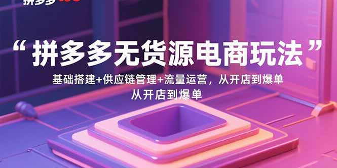 （15886期）拼多多无货源电商玩法：基础搭建+供应链管理+流量运营，从开店到爆单-轻合创