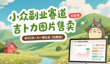 小众副业赛道 吉卜力图片售卖 单日2张+ AI一键生成【附教程】-轻合创
