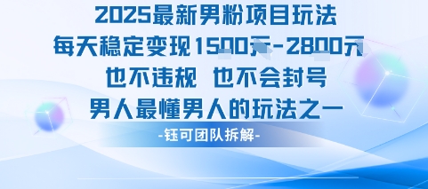 2025最新男粉项目玩法每天变现1k+也不违规也不会封号男人最懂男人的玩法-轻合创