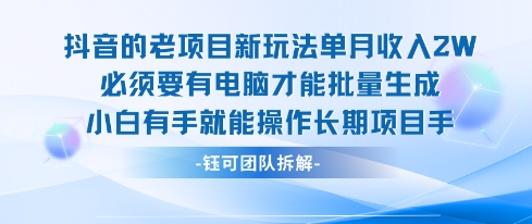 老项目新玩法单月收入2W小白有手就能操作长期项目-轻合创