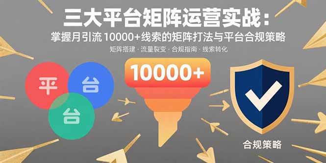 （15841期）三大平台矩阵运营实战：掌握月引流10000+线索的矩阵打法与平台合规策略-轻合创