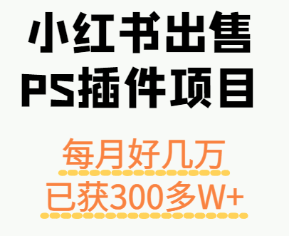 小红书出售PS插件项目，每月都收入好几万，长期操作已获利300多W+-轻合创
