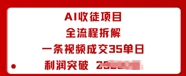 AI收徒项目全流程拆解一条视频成交35单日利润突破1k+-轻合创