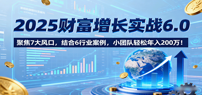 2025财富增长实战6.0，聚焦7大风口，结合6行业案例，小团队轻松年入200万！-轻合创