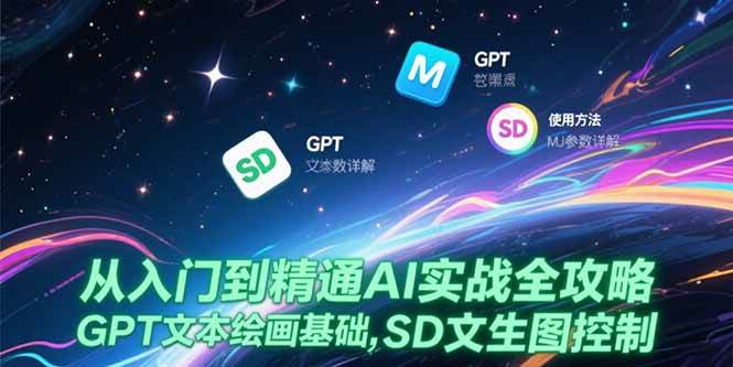 （15309期）从入门到精通AI实战全攻略，GPT文本绘画基础，MJ参数详解，SD文生图控制-轻合创