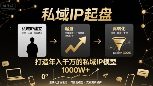 私域IP起盘，私域ip建立、起盘、高转化，打造年入千万的私域ip模型-轻合创