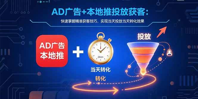 （15637期）AD广告+本地推投放获客：快速掌握精准获客技巧，实现当天投放当天转化效果-轻合创