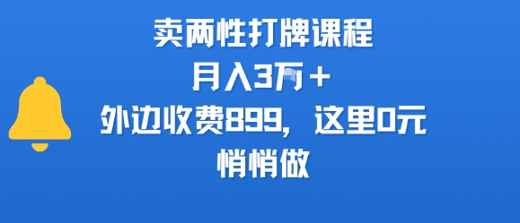 卖两性打牌课程，月入3W+外边收费899的课程，这里0元，悄悄做-轻合创
