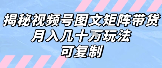 解密视频号图文矩阵带货，月入几个W的打法，可复制-轻合创