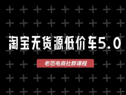 淘宝无货源价车5.0，2025最新VIP淘宝无货源课程，1688代发，蓝海选品，零成本创业首选（更新）-轻合创