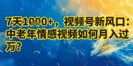 7天收益1k+，视频号新风口：中老年情感视频如何月入过W?-轻合创