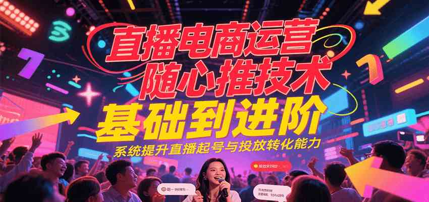 直播电商运营随心推投放技术基础到进阶，系统提升直播起号与投放转化能力-轻合创