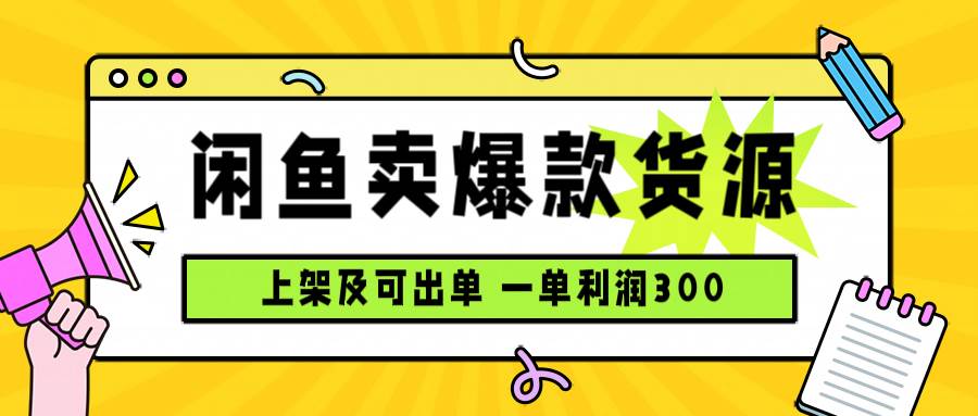 （15977期）闲鱼卖爆款货源，每天利润1000，上架即出单-轻合创