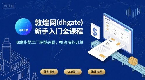 敦煌网(dhgate)新手入门全课程，B端外贸工厂转型必看，抢占海外订单-轻合创