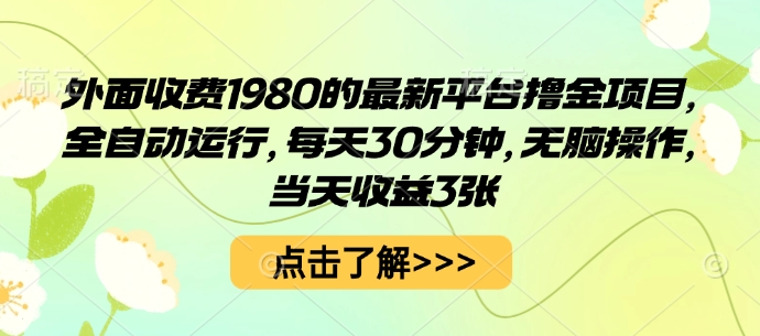 外面收费1980的最新平台撸金项目,全自动运行,每天30分钟,无脑操作,当天收益3张【揭秘】-轻合创