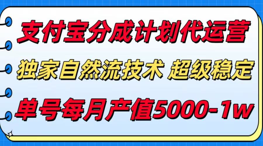 支付宝分成计划代运营，独家自然流技术，收益稳定，单号月产5000＋-轻合创
