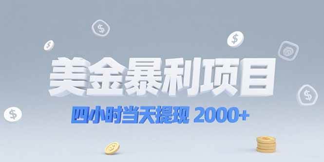 （15251期）美金暴利项目，四小时当天提现 2000+机会留给会选赛道的人-轻合创