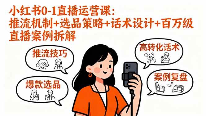 （16002期）小红书0-1直播运营课：推流机制+选品策略+话术设计+百万级直播案例拆解-轻合创
