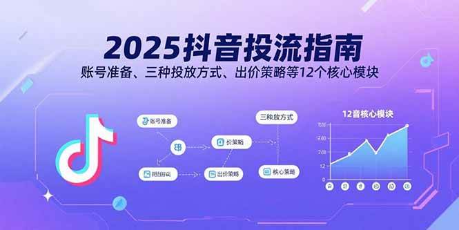 （15953期）2025抖音投流指南，账号准备、三种投放方式、出价策略等12个核心模块-轻合创