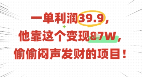 一单利润39.9，有人靠这个变现几十个，偷偷闷声发财的项目-轻合创