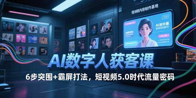 （15247期）AI数字人获客课，6步突围+霸屏打法，短视频5.0时代流量密码-轻合创