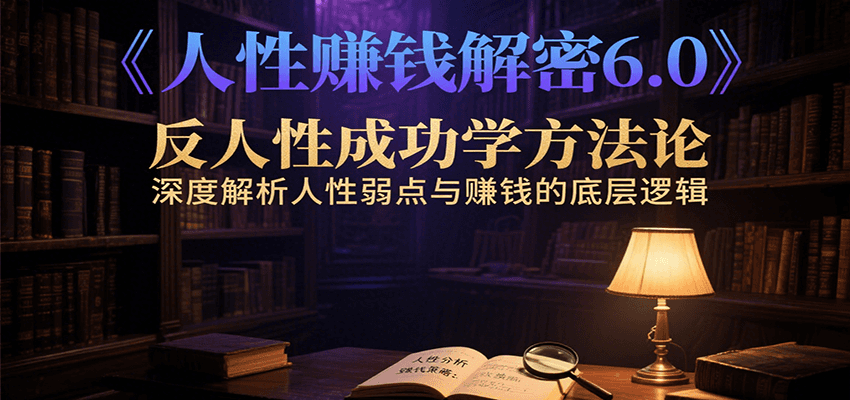 人性赚钱解密6.0，反人性成功学方法论，深度解析人性弱点与赚钱的底层逻辑-轻合创