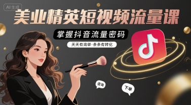 美业精英短视频流量课，掌握抖音流量密码，天天有询单，条条有转化-轻合创