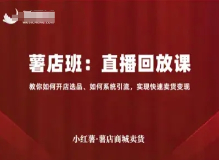 小红薯薯店商城卖货直播回放课，教你如何开店选品、如何系统引流，实现快速卖货变现-轻合创