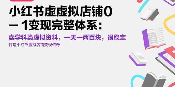 图片[1]-（15489期）小红书虚拟店铺0-1变现完整体系：卖学科类虚拟资料，一天一两百块，很稳定-轻合创