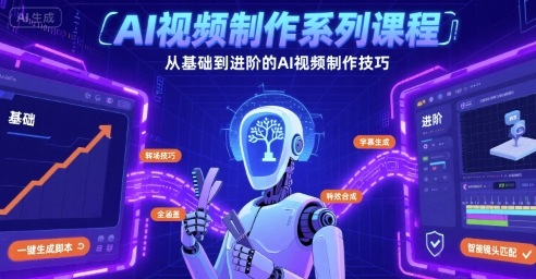 AI视频制作系列课程，从基础到进阶的AI视频制作技巧全涵盖-轻合创