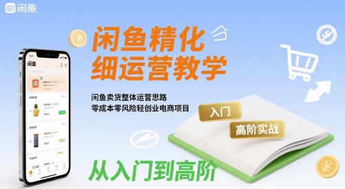 闲鱼精细化运营入门+高阶实战教学，闲鱼卖货整体运营思路，零成本零风险轻创业电商项目-轻合创