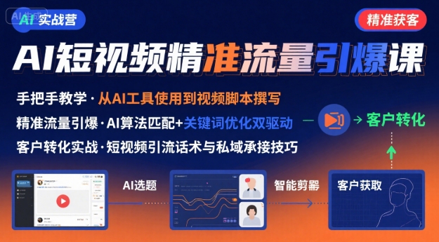 AI+短视频引爆精准客户实战营，手把手教你引爆Ai短视频精准流量-轻合创