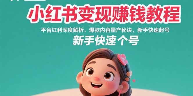 （15559期）小红书变现赚钱教程：平台红利深度解析，爆款内容量产秘诀，新手快速起号-轻合创