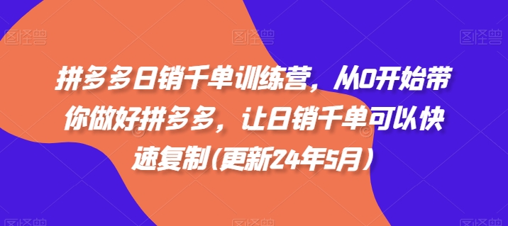 拼多多日销千单训练营，从0开始带你做好拼多多，让日销千单可以快速复制(更新25年8月)-轻合创