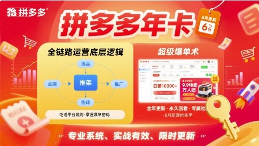 拼多多年卡【8月更新6节】拼多多全链路运营底层逻辑，超级爆单术-轻合创