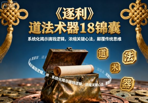 《逐利》道法术器18锦囊，系统化揭示搞钱逻辑，浓缩关键心法，颠覆传统思维-轻合创