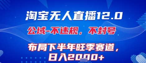 淘宝无人直播12.0，不封号，不违规，布局下半年旺季赛道，日入1k+(独家技术)【揭秘】-轻合创