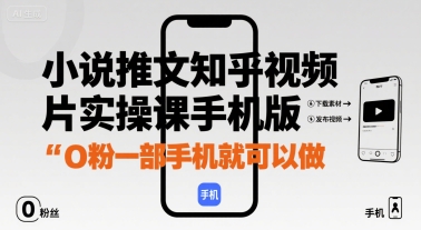 小说推文知乎视频图片实操课手机版，0粉一部手机就可以做-轻合创