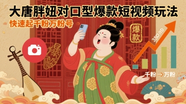 大唐胖妞对口型爆款短视频玩法，快速起千粉万粉号-轻合创