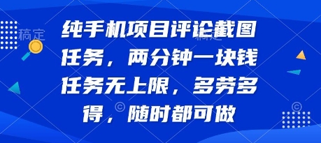 纯手机项目评论截图任务，两分钟一块钱 任务无上限多劳多得，随时随地都能做【揭秘】-轻合创