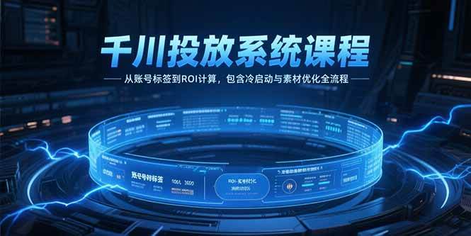 （15263期）千川投放系统课程，从账号标签到ROI计算，包含冷启动与素材优化全流程-轻合创