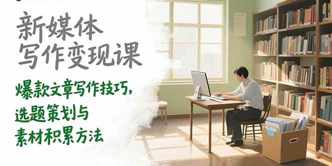 （15345期）新媒体写作变现课，爆款文章写作技巧，选题策划与素材积累方法-轻合创