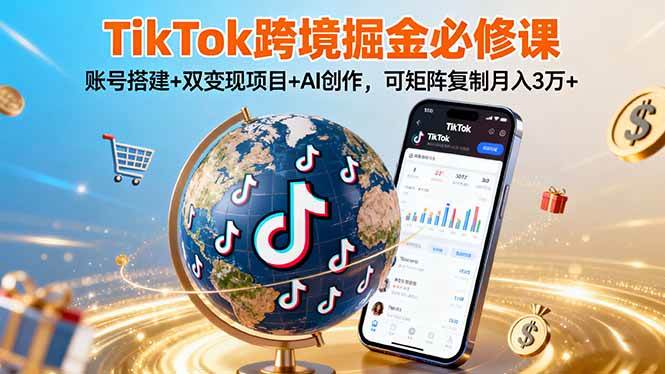 （16003期）TikTo跨境掘金必修课，账号搭建+双变现项目+AI创作，可矩阵复制月入3万+-轻合创