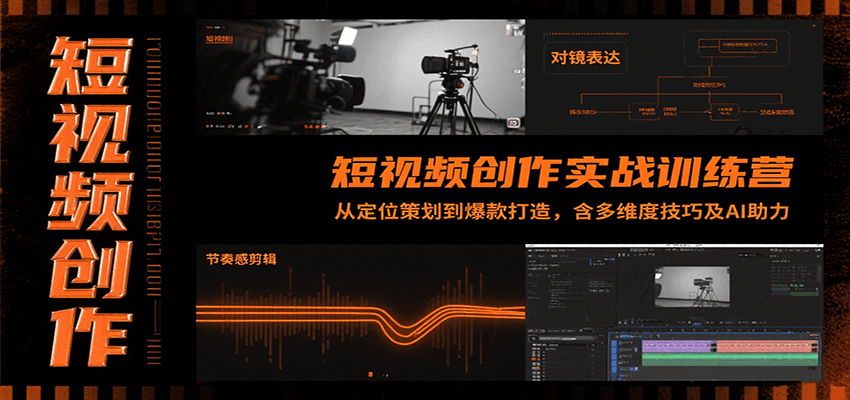 短视频创作实战训练营：从定位策划到爆款打造，含多维度技巧及AI助力-轻合创