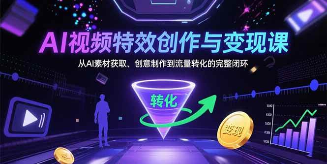 （15587期）AI视频特效创作与变现课：从AI素材获取、创意制作到流量转化的完整闭环-轻合创
