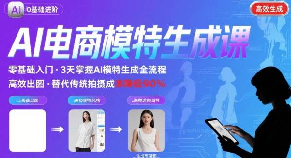 AI模特进阶课程，0基础高效生成逼真电商模特图-轻合创