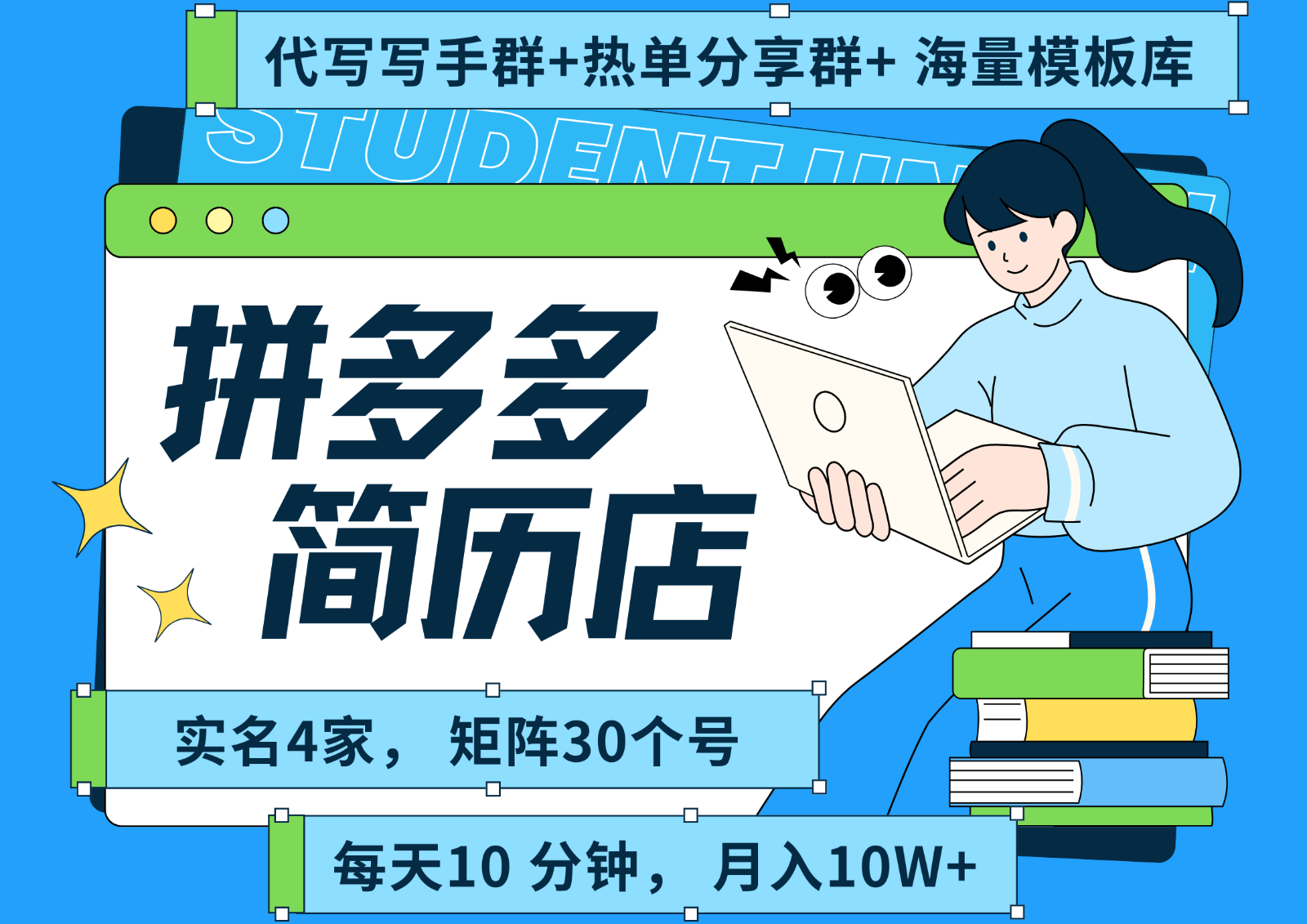 拼多多电商 拼多多 虚拟资料 简历 海报代写 全SOP流程 毫无保留分享（含后端资料）-轻合创